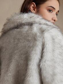 ZIAI Fluffy Collar Loose Cardigan, Autumn/Winter Fashion - Light Grey - View 9