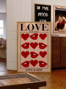 1 tấm áp phích Nụ hôn cổ điển thập niên 70, Nghệ thuật treo tường màu đỏ, Bản in Hippie, Áp phích cổ điển, Trang trí phòng, Họa tiết cổ điển, Nghệ thuật treo tường - Nhiều màu - Xem 4