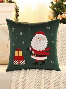 Miater 1 Vỏ gối trang trí Giáng sinh, hộp quà tặng ông già Noel và tuần lộc thêu nhung - Màu xanh lá cây đậm - Xem 10
