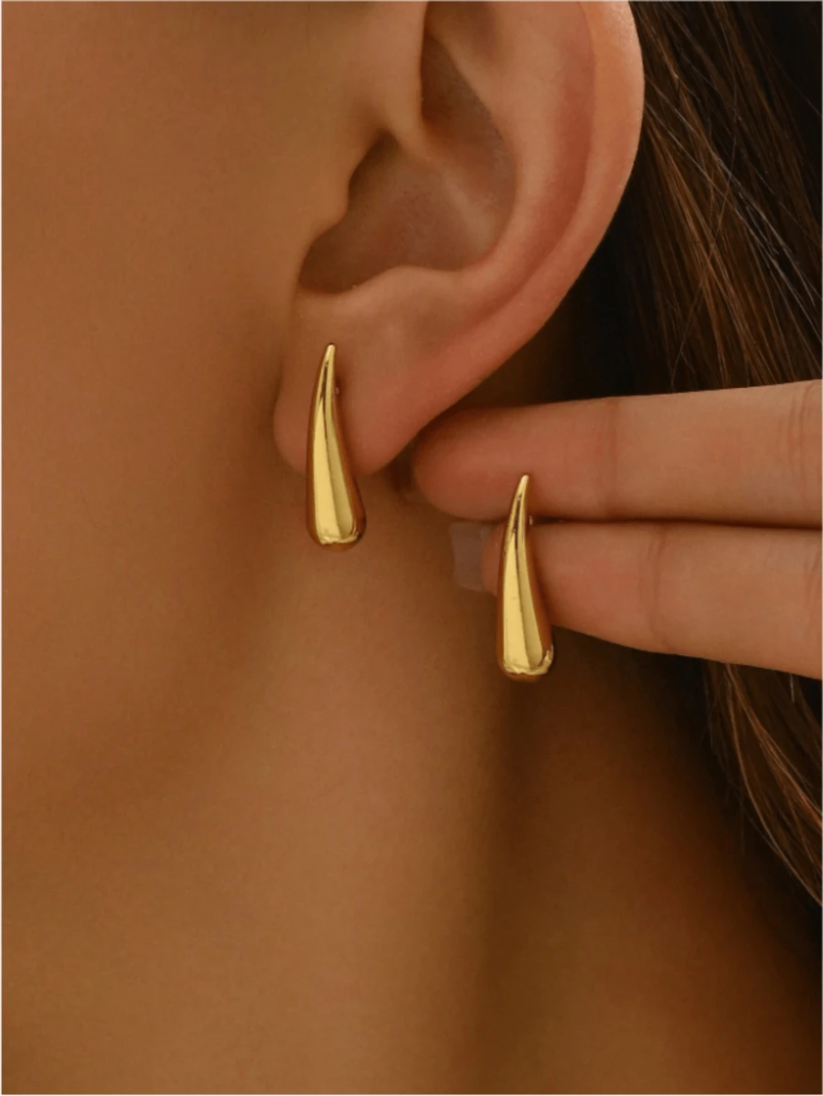 2 件简约优雅水滴钛钢耳钉，送给朋友/女朋友的礼物 - 水滴耳釘 - 查看 1