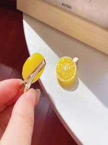 2pcs Lemon Decor Hair Clip Cute Claw Clips Hair Claws Hair Barrettes, School Stuff - Multicolor - View 4