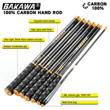BAKAWA伸缩溪流钓竿鲤鱼饵笼碳纤维硬钓竿1.8米2.7米3.6米4.5米5.4米6.3米7.2米淡水迷你旅行饵笼 - 黑色 - 查看 10