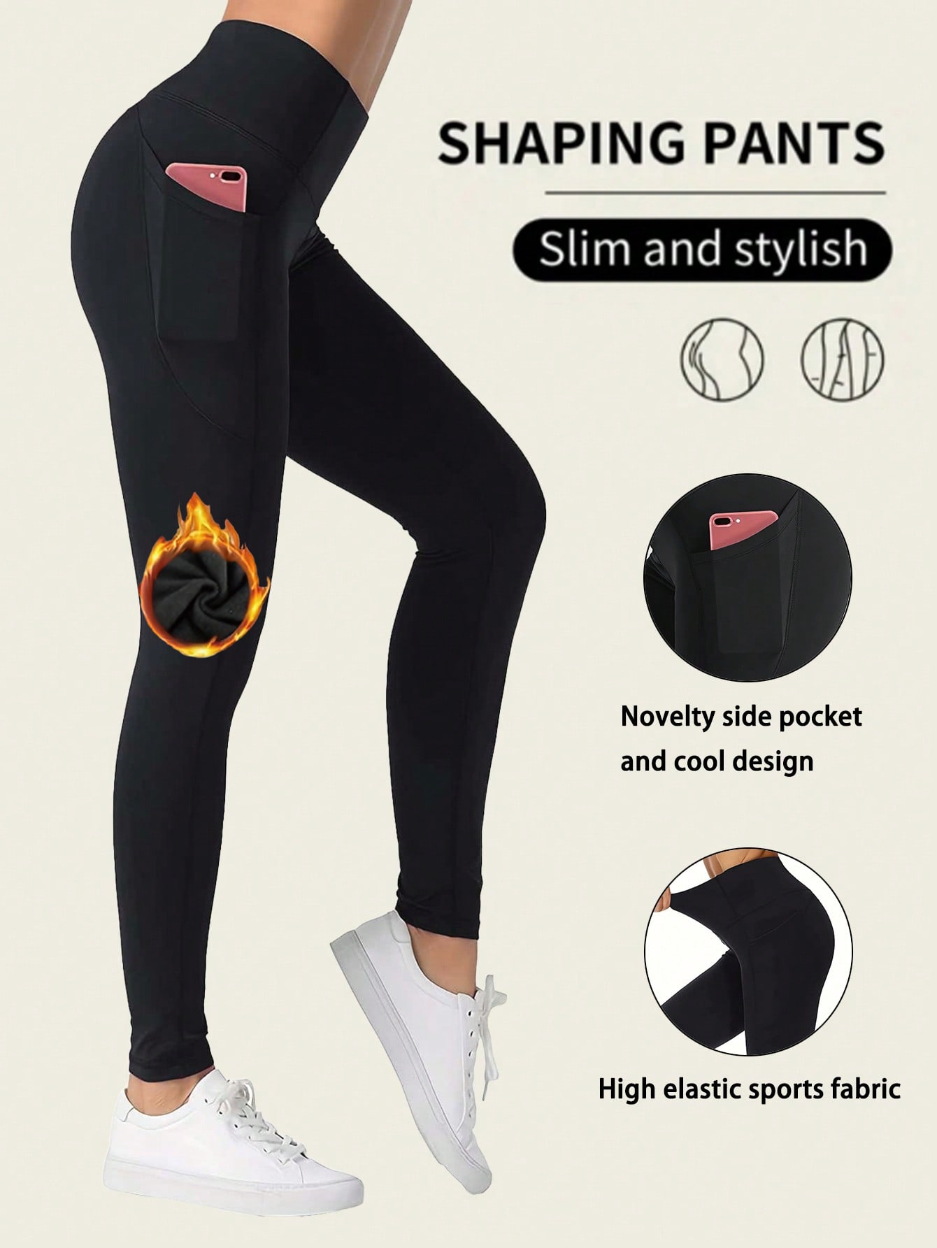 Lynfun Women's High Waist Thermal Lined Thermal Leggings, Opaque, With Phone Pocket, Warm Tight Pants For Running, Workout, Winter,Fleece