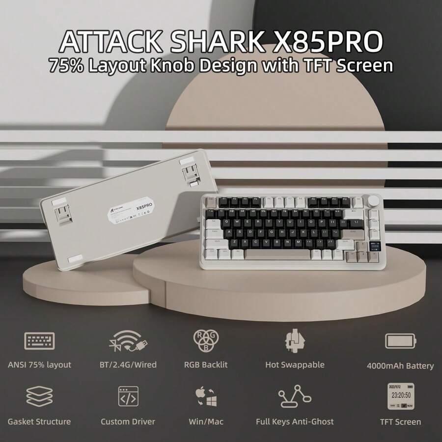 ATTACK SHARK X85PRO Wireless Mechanical Keyboard With TFT Display