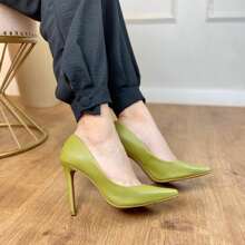 Women's Pumps Pointed Toe 11cm Heel Angela Galvão - 橄欖綠 - 查看 3