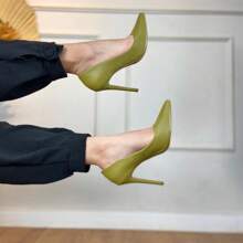 Women's Pumps Pointed Toe 11cm Heel Angela Galvão - 橄欖綠 - 查看 2