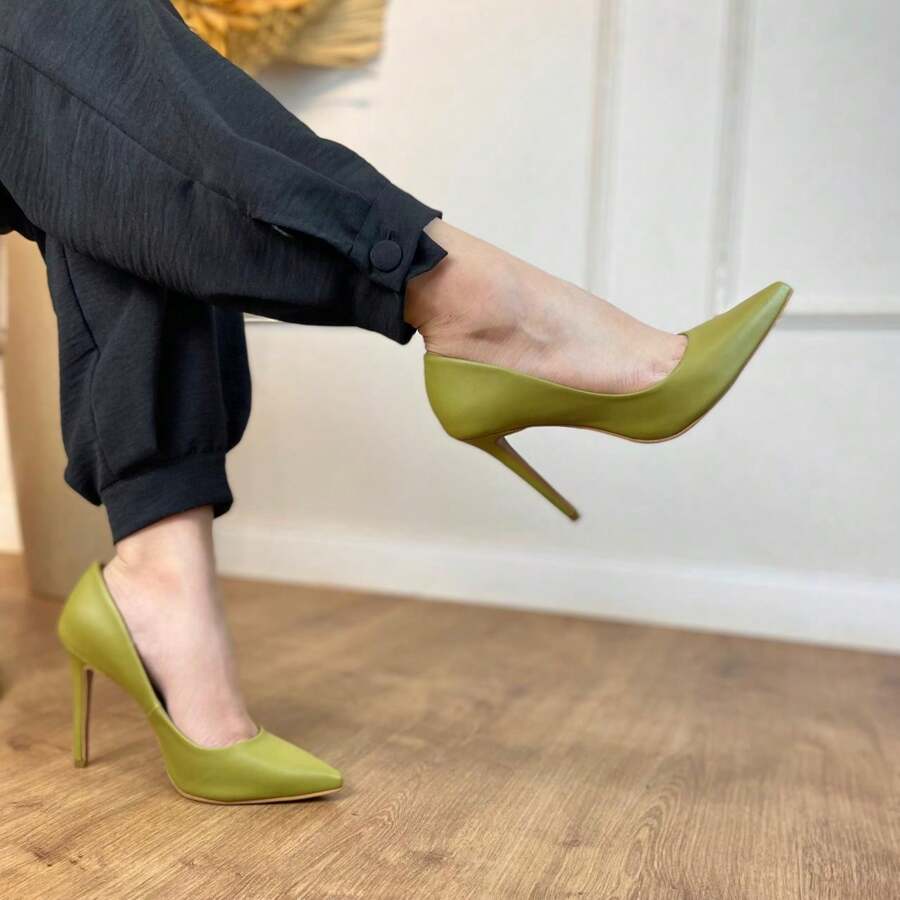 Women's Pumps Pointed Toe 11cm Heel Angela Galvão - 橄欖綠 - 查看 1