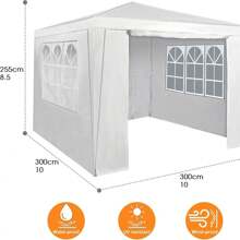 Event Gazebo With 4 Side Panels, Outdoor Waterproof Party Tent Marquee With Coated Steel Frame (3x3M) - Azul - Ver 2