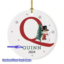 1pc Customizable Christmas Ornament - Personalized 26 Letter Alphabet Name - Festive Decoration, Customize Name Text, Christmas Gift For Yourself, Friends, Girlfriend, 8*8cm Round Ball Ornament,Christmas