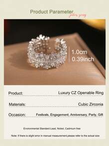 jealous young 1 pièce Bague ouverte multicouche en zircone, convient aux femmes et aux filles pour un port quotidien