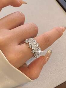 jealous young 1 pièce Bague ouverte multicouche en zircone, convient aux femmes et aux filles pour un port quotidien