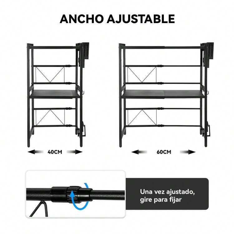 Estante De Cocina Horno Microondas Extensible De Doble Capa - Negro - Añade 2
