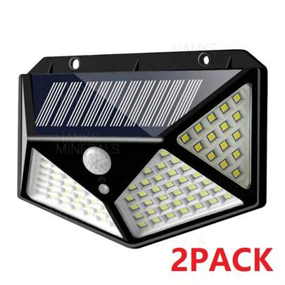 2PACK 100LED Solar Interaction Wall Lamp, With Smart Motion Sensor, Solar Outdoor Lights With Wide Angle Wall Light For Patio Pathway Garden