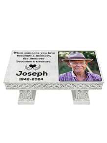 jinhuoba 1 件个性化纪念长椅人体纪念石，带彩色照片，人体墓碑标记，送给逝去亲人的礼物，墓地牌匾装饰时尚、时尚、多彩、复古、可爱、简约、可爱定制、独特、定制、个性化宠物，适合周年纪念、生日 - 彩色 - 查看 8