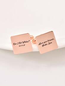 个性化镌刻袖扣、婚礼角色袖扣、个性化姓名日期方形袖扣、伴郎伴郎袖扣、伴郎礼物 - 方形袖扣 - 查看 11