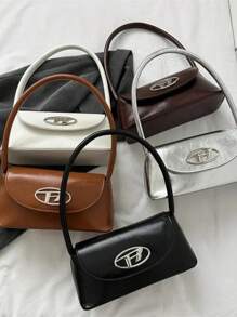 Rayla Women's Baguette Shape Shoulder Bag With Silver Detail Modern - 駝色 - 查看 2