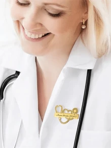 1 件定制听诊器胸针不锈钢雕刻姓名字母别针胸针适合男女护士礼物医学生礼物周年纪念礼物 - 金色. - 查看 6