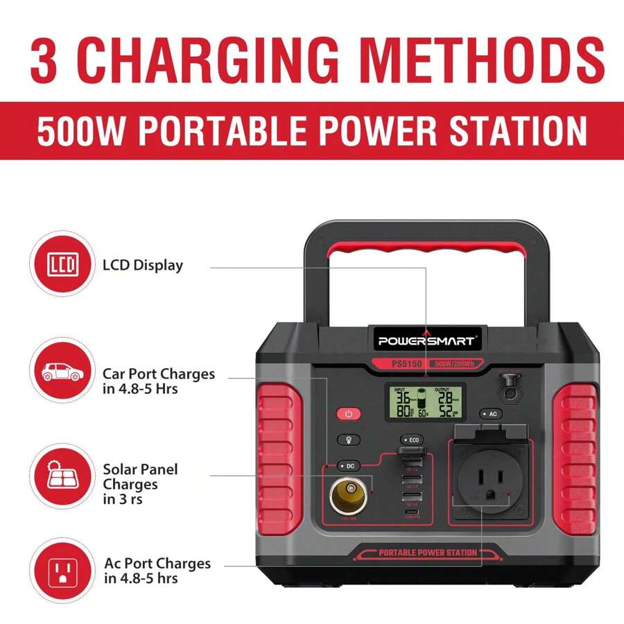 PowerSmart PowerSmart Portable Power Station 500W, 228Wh Solar