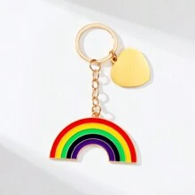 1 件彩虹心形优雅可爱休闲铁合金定制钥匙扣，送给朋友的彩虹主题生日礼物，特殊场合纪念礼物，送给彩虹爱好者的礼物 - 金色 - 查看 7