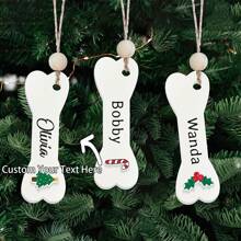 定制亚克力圣诞饰品，狗骨头形挂饰，适用于圣诞树或汽车，是送给朋友和家人的理想圣诞礼物，圣诞节 - 彩色 - 查看 4