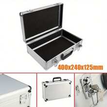 Lockable Flight Case Portable Aluminium Box Silver Carrying Case For Measurement Instruments Storage Toolbox (400 X 240 X 125 Mm) - Black - View 2