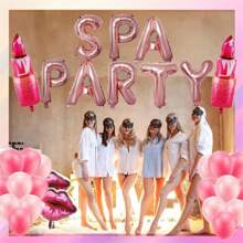 32 Pcs Spa Party Decorations Balloon Spa Theme Birthday Party Supplies Lip Lipstick Cosmetics Balloon For Spa Day Makeup Party, Christmas - Rose Gold - View 3