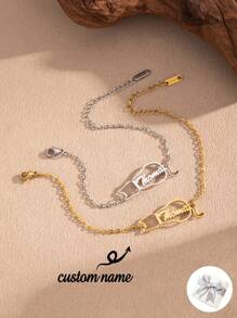 1pc Personalized Durable Elegant Cat Name Bracelet, Customized Memorial Cat Jewelry Gift For Mom, Cat Lover, Missing Cat, Christmas, Anniversary, Birthday, Bridesmaid, Party