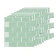 Tile Stickers Kitchen Tile Stickers 3D Self-Adhesive Tiles Adhesive Film Wall Stickers For Bathroom Ceiling Tiles Kitchen, 10 Sheets, 9 Type - 綠色 - 查看 6