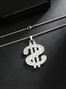 1 Stück übertriebener europäischer & amerikanischer Modeschmuck Dollarsymbol Anhänger Halskette, Hip-Hop vergoldeter Dollarsymbol Anhänger, Edelstahl Pullover Kette, Geburtstags-/Feiertagsgeschenk, Unisex Freizeitbekleidung