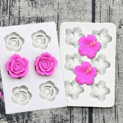 1/2 szt. 6 otworów Mini Rose Camellia Shaped Flower DIY Silikonowa forma, 3D Flower Design Żywica i Polimerowa Glina Sztuka i rzemiosło DIY Dekoracje Mydło Zapachowe Świece Gipsowe Biżuteria Forma, Łatwe do Wyjęcia, Ręcznie Robione Narzędzie Dekoracyjne, Wystrój Domu DIY Prezenty Do Tworzenia Materiałów Na Ślub Ukończenie Szkoły Urodziny Impreza Festiwal Dekoracja