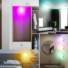 LED Puck Lights With Remote Under Cabinet Lighting Battery Powered Stick On Lights Push Lights Closet Lights - Multicolor - View 8