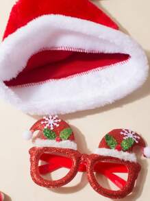 Children's Christmas Hat + Christmas Glasses Set For 1-5 Years Old, Baby Christmas Decoration Christmas Gift, Kid Xmas Gift,Boys And Girls Universal, Girl Fall Dress Red Accessories - Multicolor - View 7