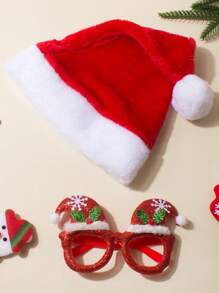 Children's Christmas Hat + Christmas Glasses Set For 1-5 Years Old, Baby Christmas Decoration Christmas Gift, Kid Xmas Gift,Boys And Girls Universal, Girl Fall Dress Red Accessories - Multicolor - View 8