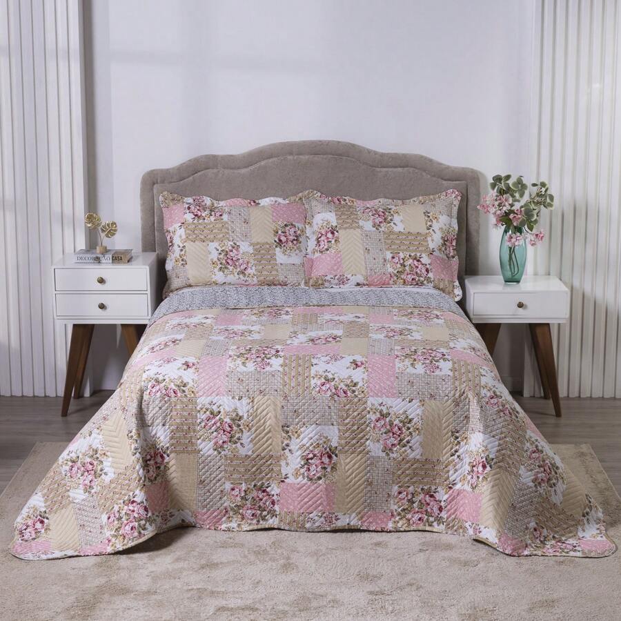Boutis Ultrasonic Double-Sided 3-Piece Bedspread Kit With Pillowcase - Paris - View 1