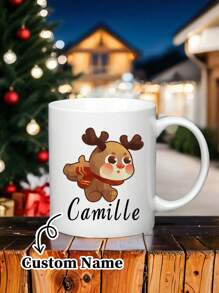 1pc 11 Oz Personalised Christmas Family Mugs With Reindeer & Name, Christmas Eve Box Or Stocking Filler,Custom Christmas Mug, - Multicolor - View 21