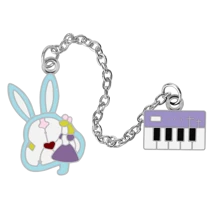 1 件装迷你电子风琴兔子珐琅别针卡通动物金属链胸针时尚夹克翻领别针背包徽章女孩首饰 - 彩色 - 查看 13