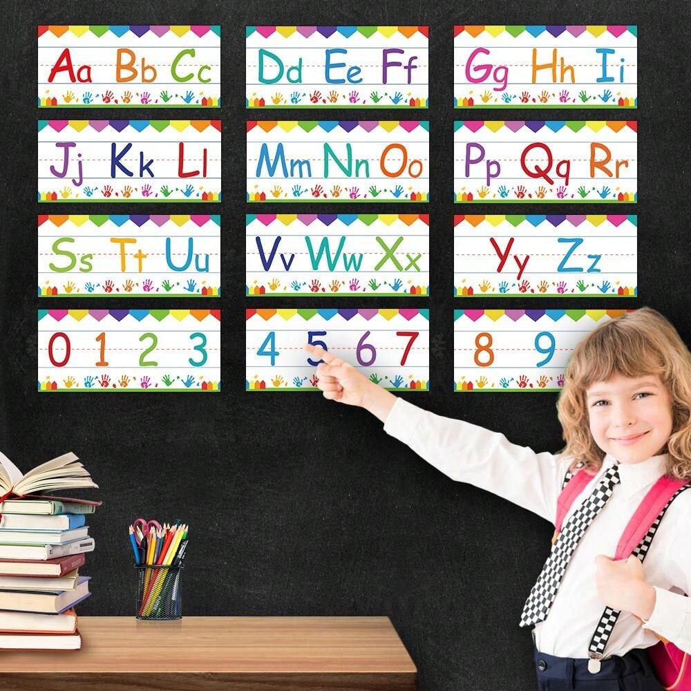 Lachilly 12 Pcs Alphabet & Numer Bulletin Board Strips Set Wall Strip ...