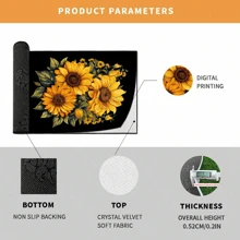 1 Stück rutschfester Teppich mit "schwarzem Hintergrund und einem Strauß Sonnenblumen", maschinenwaschbar, Teppich für Eingang, Wohnzimmer, Schlafzimmer, Kinderzimmer, Outdoor Terrasse, Garten, Wohndekoration, Raumdekoration, Flächenteppich, Wandteppich