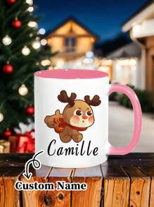 1pc 11 Oz Personalised Christmas Family Mugs With Reindeer & Name, Christmas Eve Box Or Stocking Filler,Custom Christmas Mug, - Multicolor - View 13