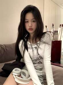 Casual Asymmetrical Slogan Print Long Sleeve T-Shirt, Autumn