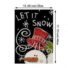1 chiếc Cờ Giáng sinh vui vẻ cho khu vườn mùa đông, Biển báo nhỏ hình người tuyết bằng vải bố hai mặt, Đồ trang trí sân ngoài trời ngày lễ - Đỏ và trắng - Xem 8
