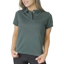 Women's Baby Look Polo Shirt - xanh quân đội - Xem 3