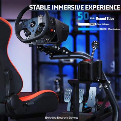 Minneer Racing Simulator Cockpit mit rotem Sitz Handy Fit für G29 G920, T248 T300, Fanatec, Fanatec Racing Wheel Racing Seats, Wheel Pedal Handbrake nicht enthalten