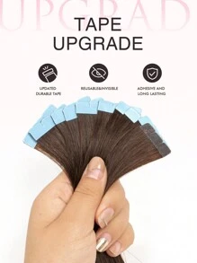 10pcs Mini Tape-In Hair Extensions, Human Hair, #2 Dark Brown, 14-22 Inches, Remy Human Hair, Invisible Tape-In Hair Extensions - S2 - View 5