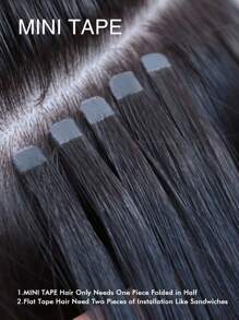 10pcs Mini Tape-In Hair Extensions, Human Hair, #2 Dark Brown, 14-22 Inches, Remy Human Hair, Invisible Tape-In Hair Extensions - S2 - View 11