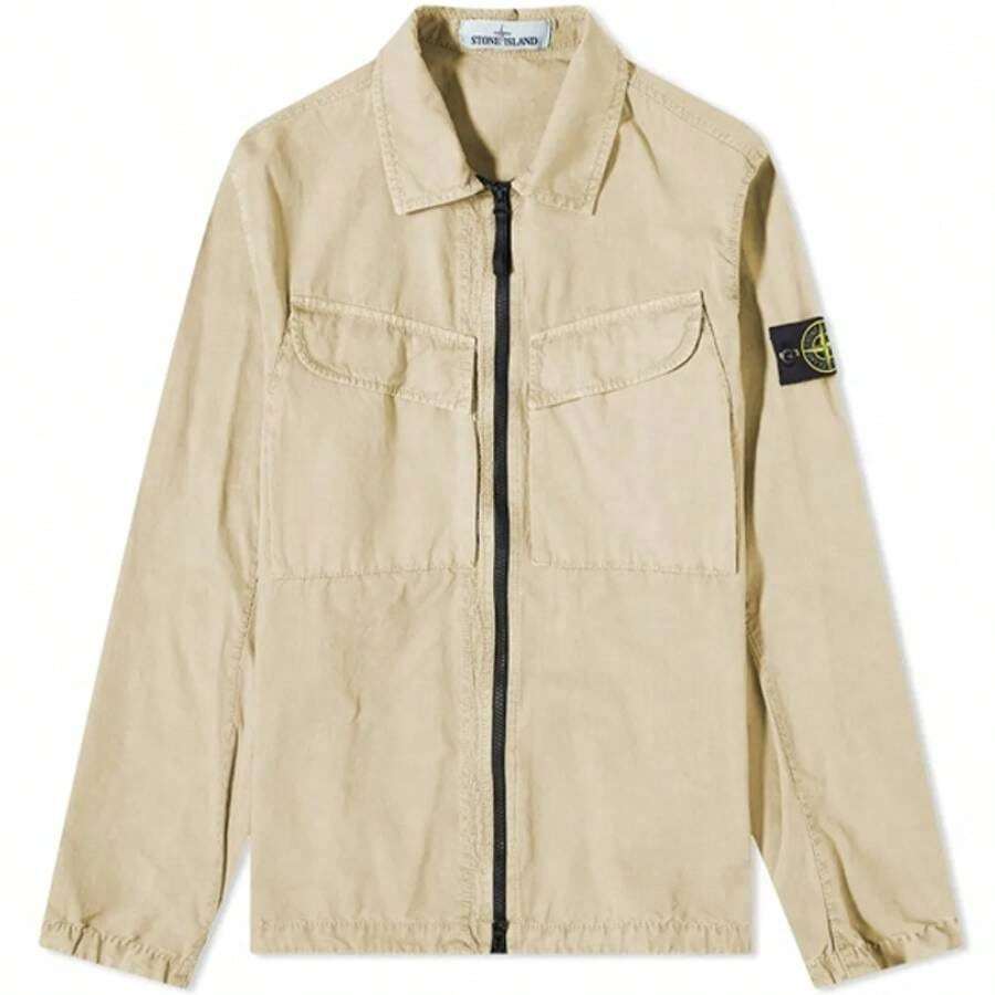 Stone Island Wappen Patch Old Effect ZipUp Jacket Beige SHEIN USA