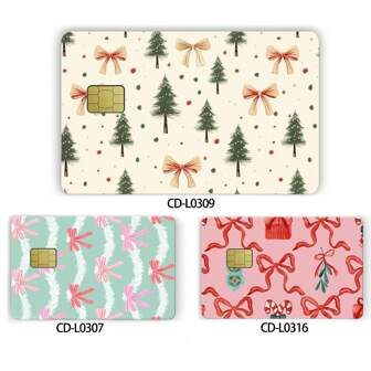 Adesivos de pele de cartão de crédito de Natal, capa de cartão de crédito, envoltório sem bolhas, decalques finos de cartão de crédito, adesivos de cartão de crédito, decalque protetor de vinil à prova d'água para chave, transporte, débito, cartão de crédito