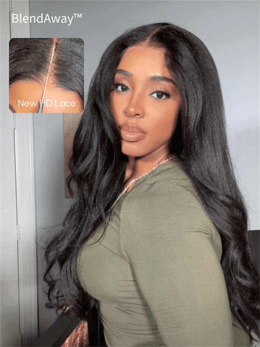 UNICE Hair 5x5 Thin HD BlendAway Lace Closure Glueless Yaki Straight Wig Pre Plucked Pre Cut HD Lace Closure Wigs Yaki Straight Human Hair Closure Wig Bleached Knots Match All Skin Tones 180% Density - SNatural - Xem 1