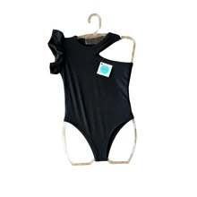 Children's Bodysuit Bodi Bodie Moda Gringa Ribbed Summer Mini Diva Blogger Cutout Ruffled Sleeve - 黑色 - 查看 2