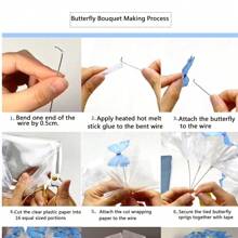 Bộ 33 bó hoa giả hình con bướm tự làm, với vẻ ngoài tinh tế, món quà hoàn hảo cho bạn gái, ngày lễ tình nhân, sinh nhật - Màu xanh lam - Xem 3